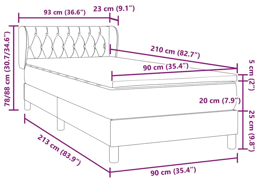 BOX SPRING ΚΡΕΒΑΤΙ ΜΕ ΣΤΡΩΜΑ ΡΟΖ 90X210 ΕΚ. ΒΕΛΟΥΔΙΝΟ 3317768