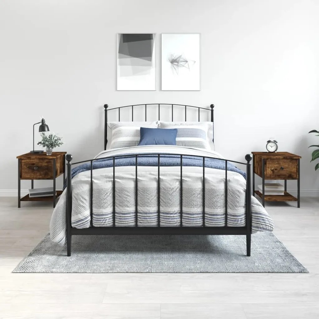 Κομοδίνα 2 τεμ Καπνιστή Δρυς 34x35,5x45εκ. Επεξεργασμένο Ξύλο