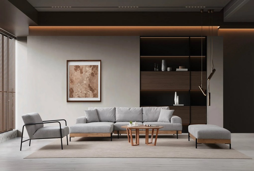 Corner Sofa Eti Oak Left - Grey Grey