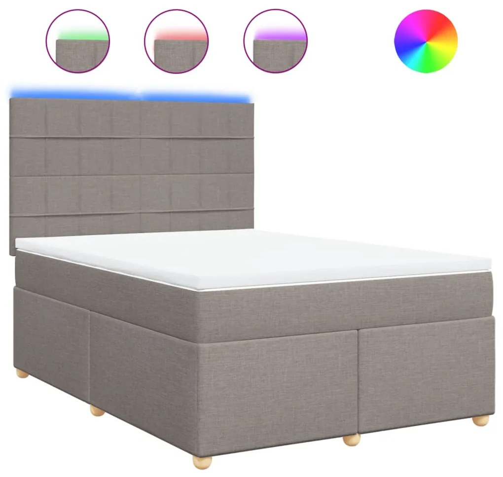 vidaXL Κρεβάτι Boxspring με Στρώμα Taupe 140x200 εκ. Υφασμάτινο