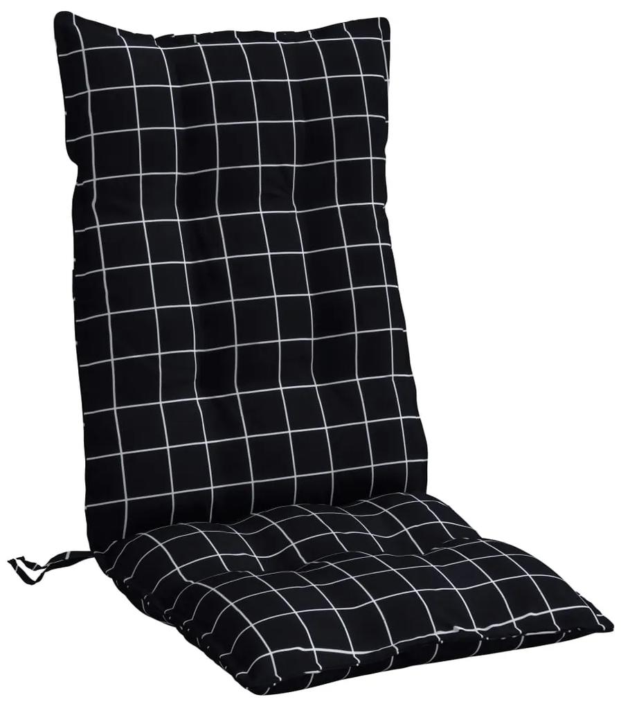 vidaXL Μαξιλάρια Καρέκλας Ψηλή Πλάτη 6 τεμ. Μαύρο Καρό Ύφασμα Oxford