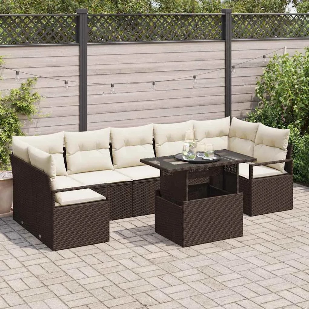 vidaXL Σετ Καναπέ Κήπου 8 pcs Καφέ και κρεμ 100 x 55 x 73 εκ