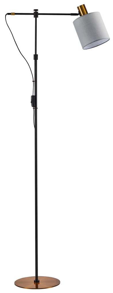 Φωτιστικό Δαπέδου SE21-GM-39-SH1 ADEPT FLOOR LAMP Gold Matt and Black Metal Floor Lamp Grey Shade+ - 51W - 100W - 77-8346