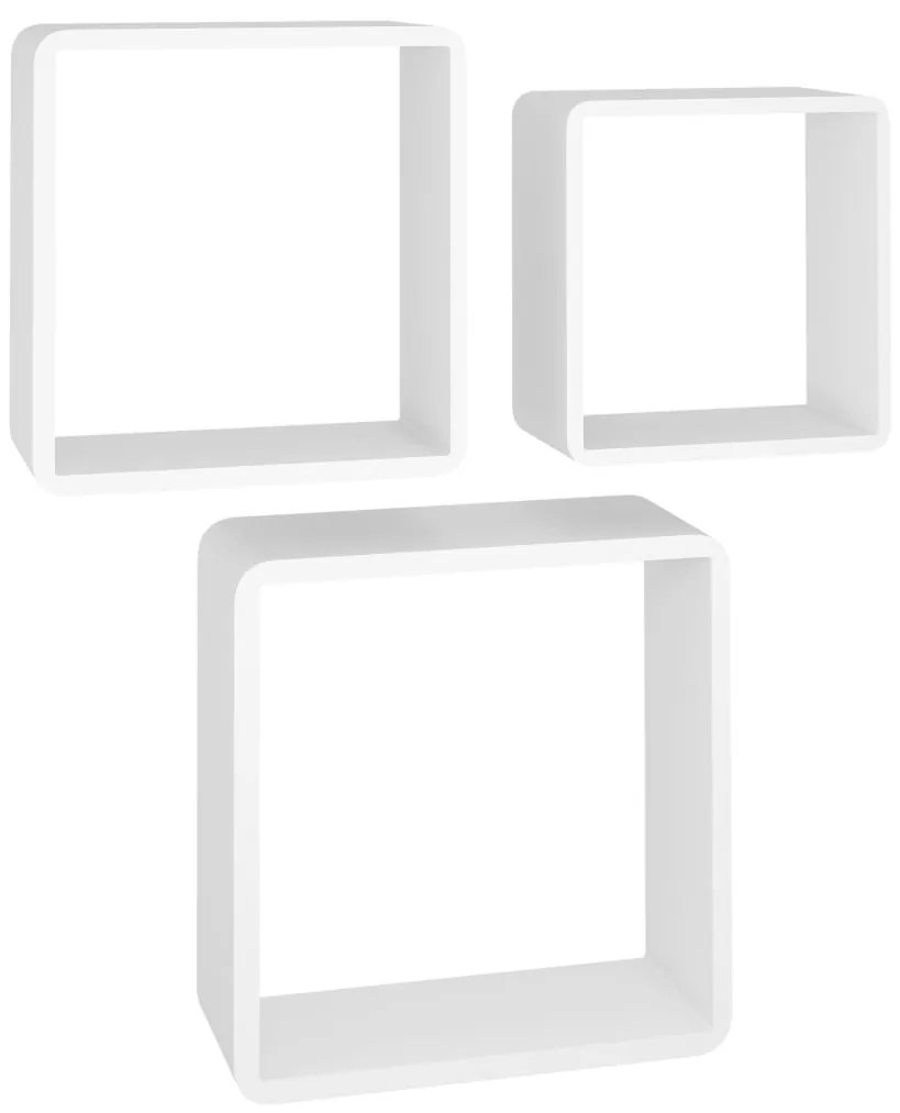 vidaXL Ράφια Κύβοι Τοίχου 3 τεμ. Λευκά από MDF