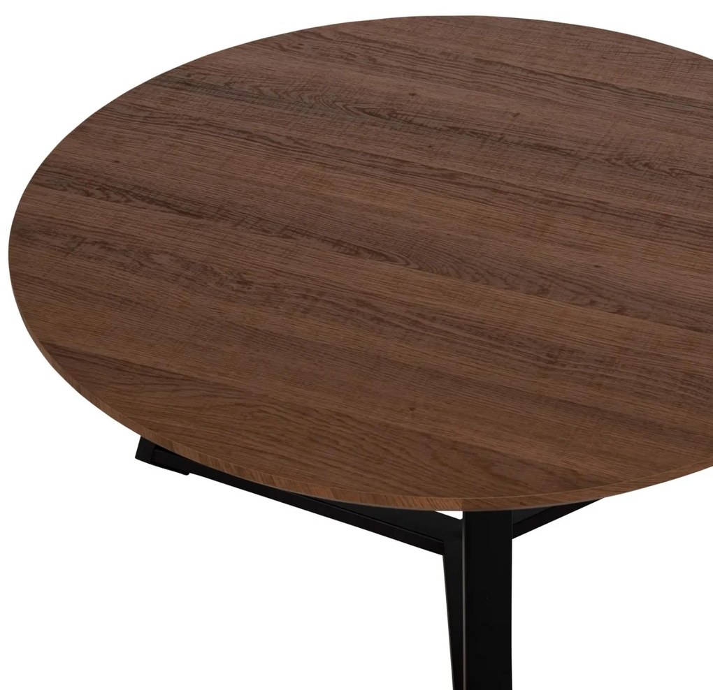 Τραπέζι Σαλονιού Rocket Στρογγυλό MDF Walnut-Μαύρη Σαγρέ Βάση Φ80x42Υ εκ. 80x80x42 εκ.