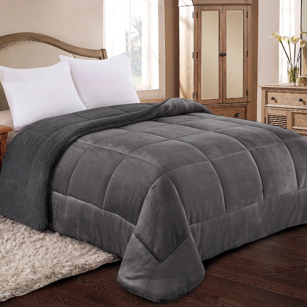 Κουβερτοπάπλωμα Flannel/Sherpa 220×240 ADAM HOME (805) ANTHRACITE 220X240