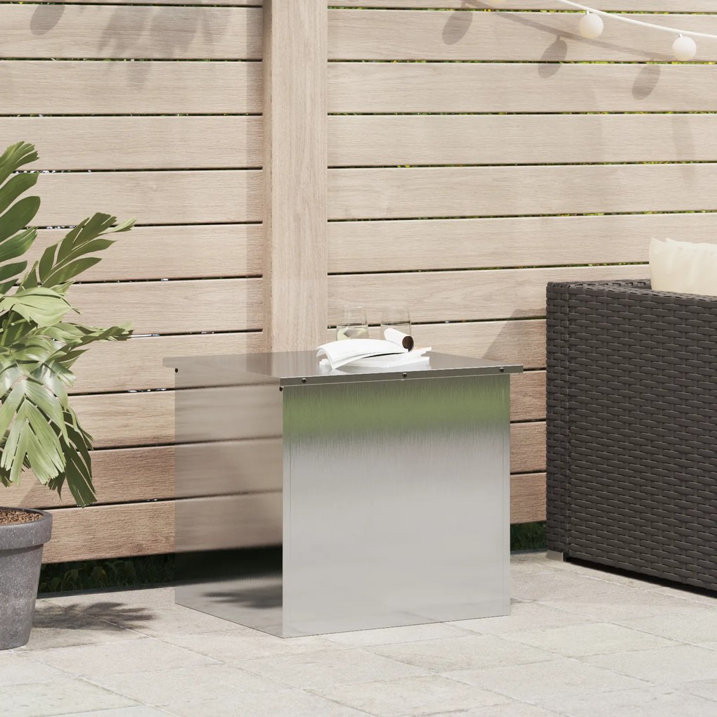 vidaXL Εξωτερικό Σεντούκι Αποθήκευσης - Ασημί - 55 x 50,5 x 50 εκ - Ανοξείδωτο Ατσάλι