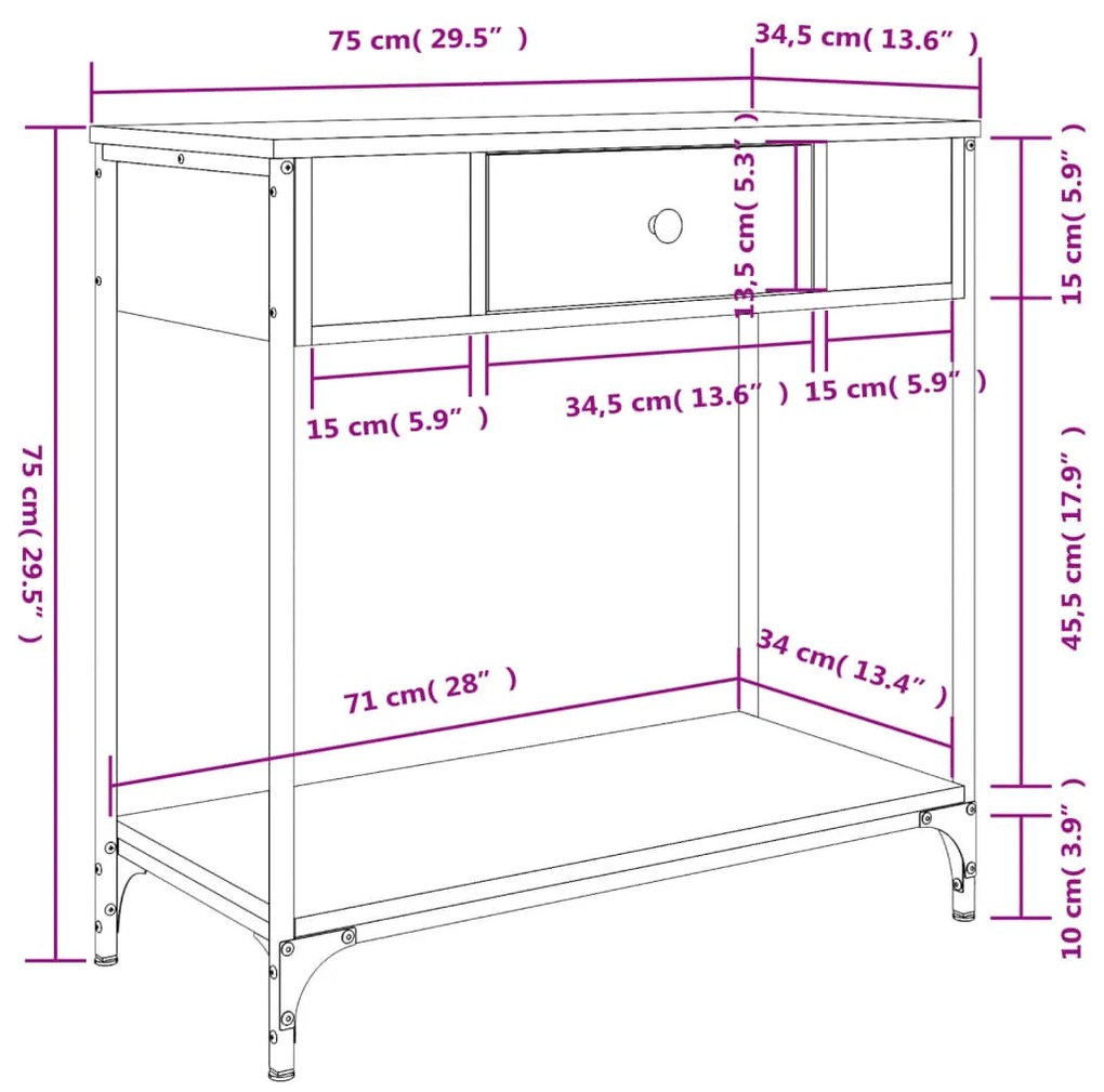 ΤΡΑΠΕΖΙ ΚΟΝΣΟΛΑ ΚΑΦΕ ΔΡΥΣ 75X34,5X75 ΕΚ. ΕΠΕΞΕΡΓΑΣΜΕΝΟ ΞΥΛΟ 834169