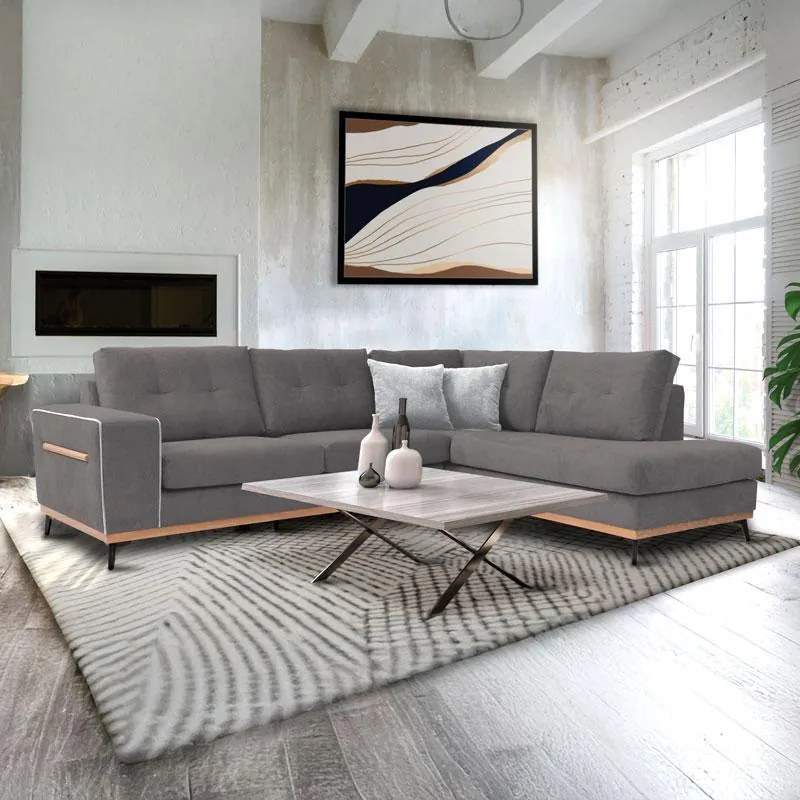 Γωνιακός Καναπές Sebastian Fylliana Δεξιά Γωνία Γκρί 280x220x95 εκ. 280x220x95 εκ.