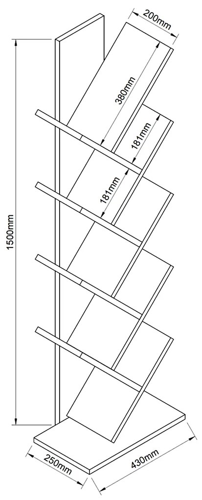 Βιβλιοθήκη AZIZI Καρυδί Μοριοσανίδα 35x19.5x130cm - 14870084 - 14870084