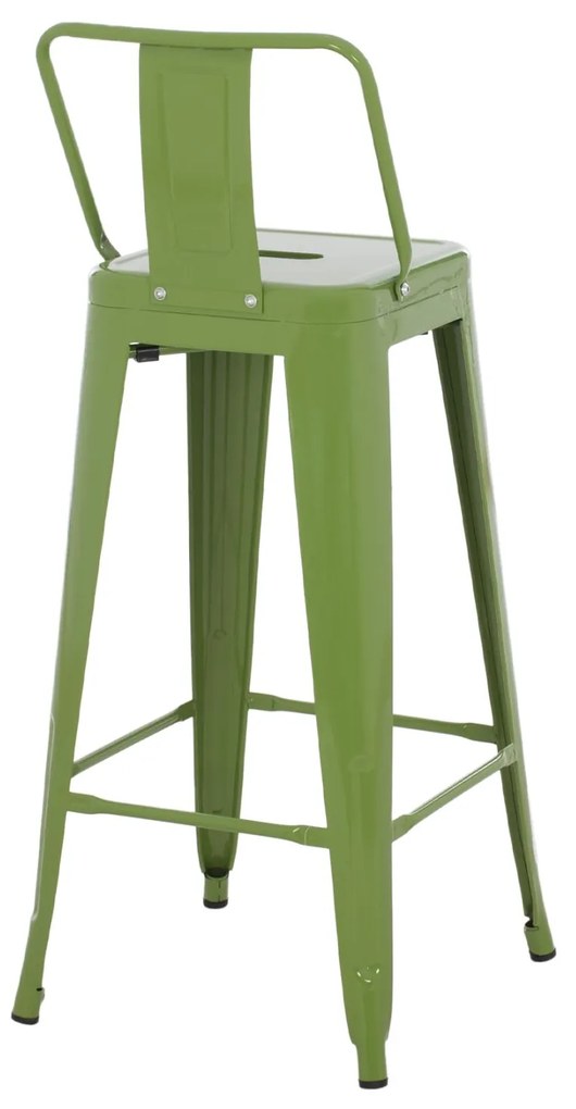 Σκαμπό Bar Μεταλλικό Melita Με Πλάτη Σε Light Olive Green 43x43x100εκ.