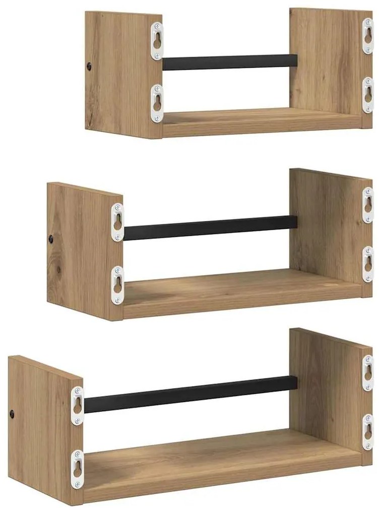 vidaXL Σετ ραφιών τοίχου με ράφι 3 pcs Artisan Oak 40x16x14εκ.