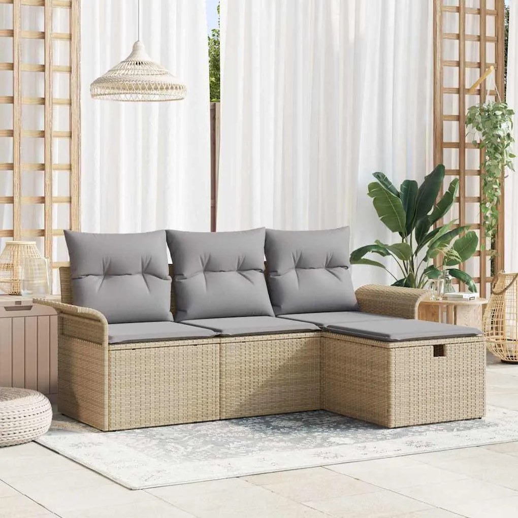 vidaXL Σετ Καναπέ Κήπου 4 pcs μπεζ και ανοιχτό γκρι 196 x 117 x 85 εκ.