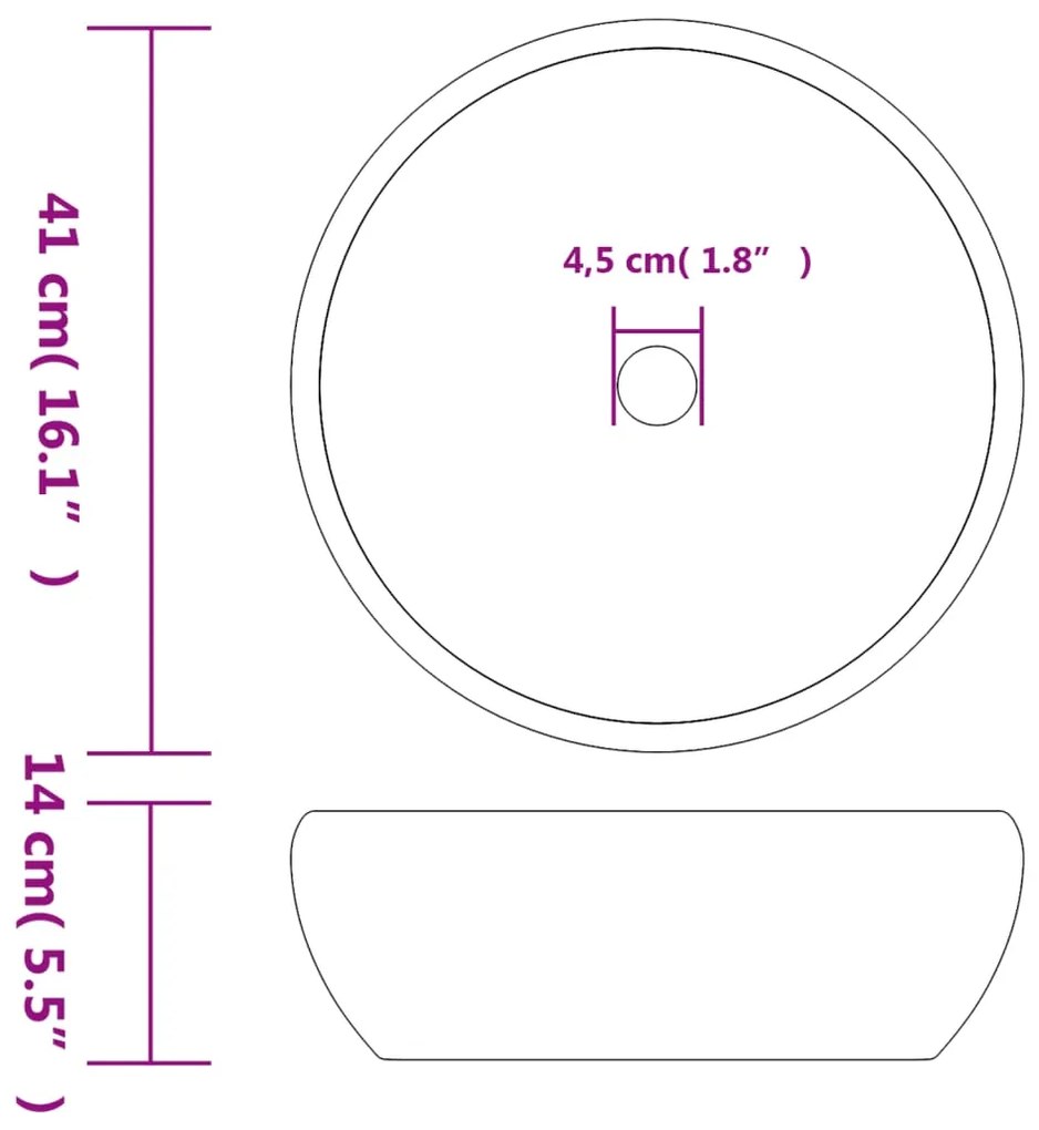 vidaXL Νιπτήρας Μαύρος και Γκρι Φ41 x 14 εκ. Κεραμικός