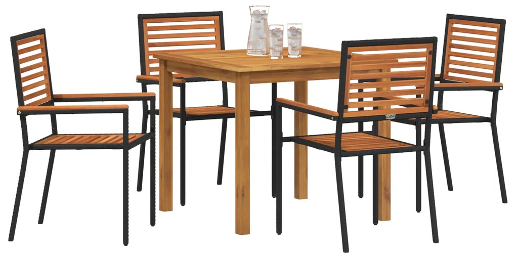 vidaXL Σετ Τραπεζαρίας Κήπου 5 pcs Μαύρο 85 x 85 x 74 cm