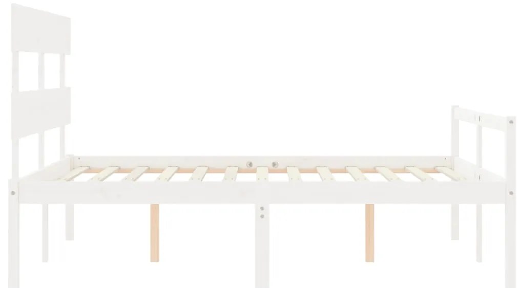 vidaXL Κρεβάτι Ηλικιωμένου με Κεφαλάρι 160 x 200 εκ. Λευκό Μασίφ Ξύλο