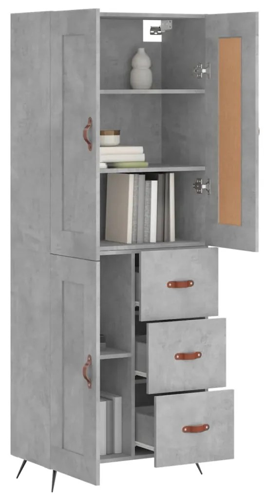 vidaXL Ντουλάπι Γκρι Σκυροδέματος 69,5x34x180 εκ. Επεξεργασμένο Ξύλο