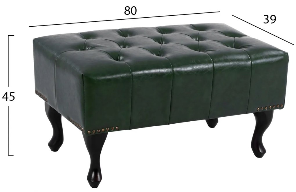 Ταμπουρέ Υποπόδιο T.Chesterfield Emma Κυπαρίσσι-Μαύρα Πόδια 80x45x39Y εκ.