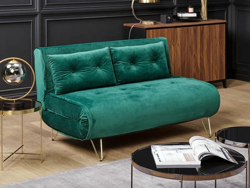 Καναπές κρεβάτι Berwyn 641, Λειτουργία ύπνου, Πράσινο, 130x78x81cm, Πόδια: Μέταλλο,Μερικώς συναρμολογημένο