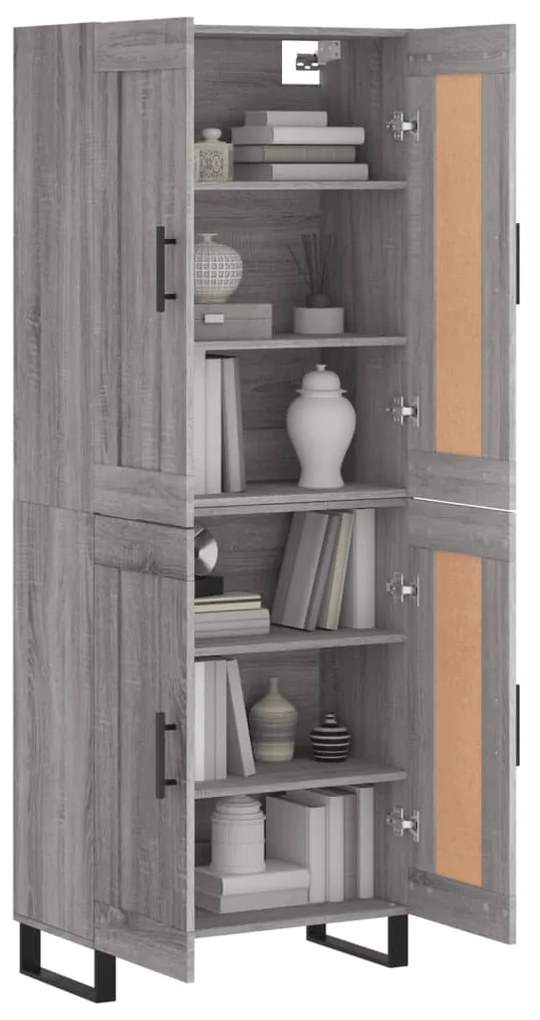 vidaXL Ντουλάπι Γκρι Sonoma 69,5 x 34 x 180 εκ. Επεξεργασμένο Ξύλο