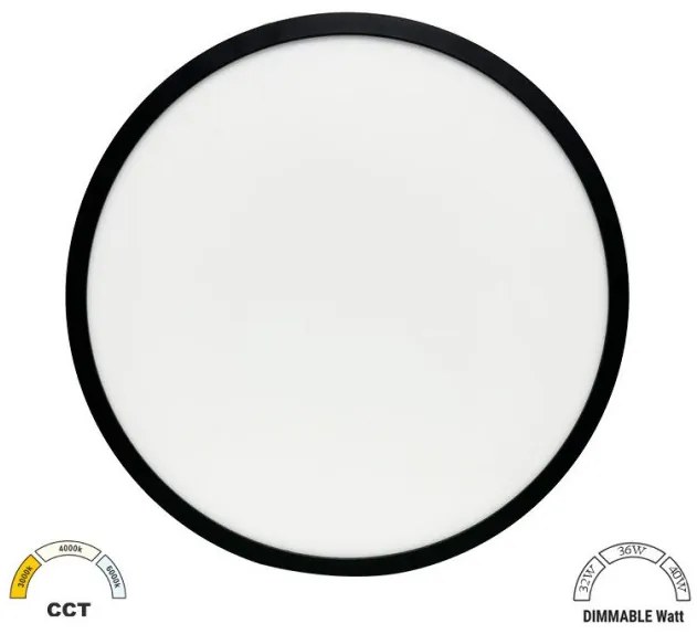 Φωτιστικό Οροφής Πάνελ LED 32W/36W/40W IP40 3CCT Φ48,3cm Lumen-21-483401-Μαύρο 21-483401