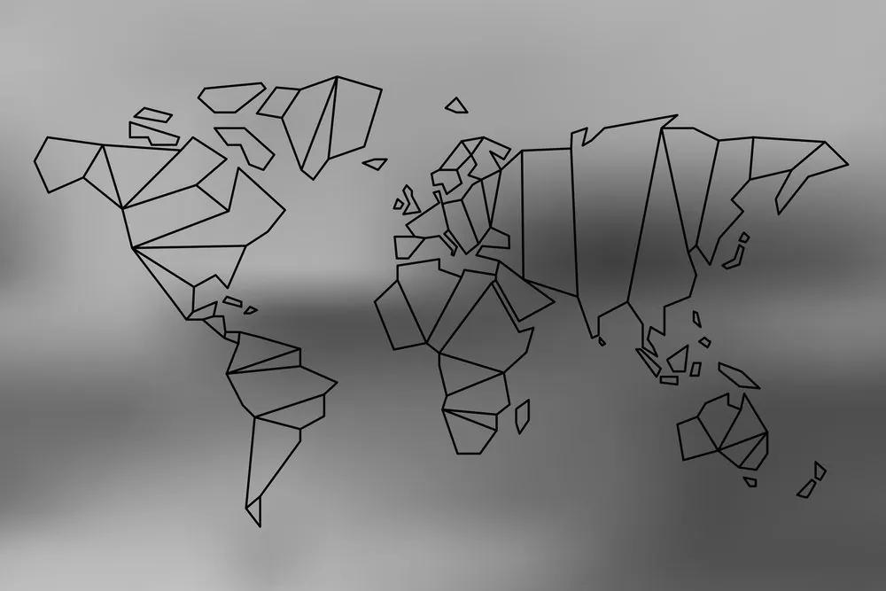 Εικόνα σε στυλιζαρισμένο παγκόσμιο χάρτη από φελλό σε ασπρόμαυρο - 90x60  place