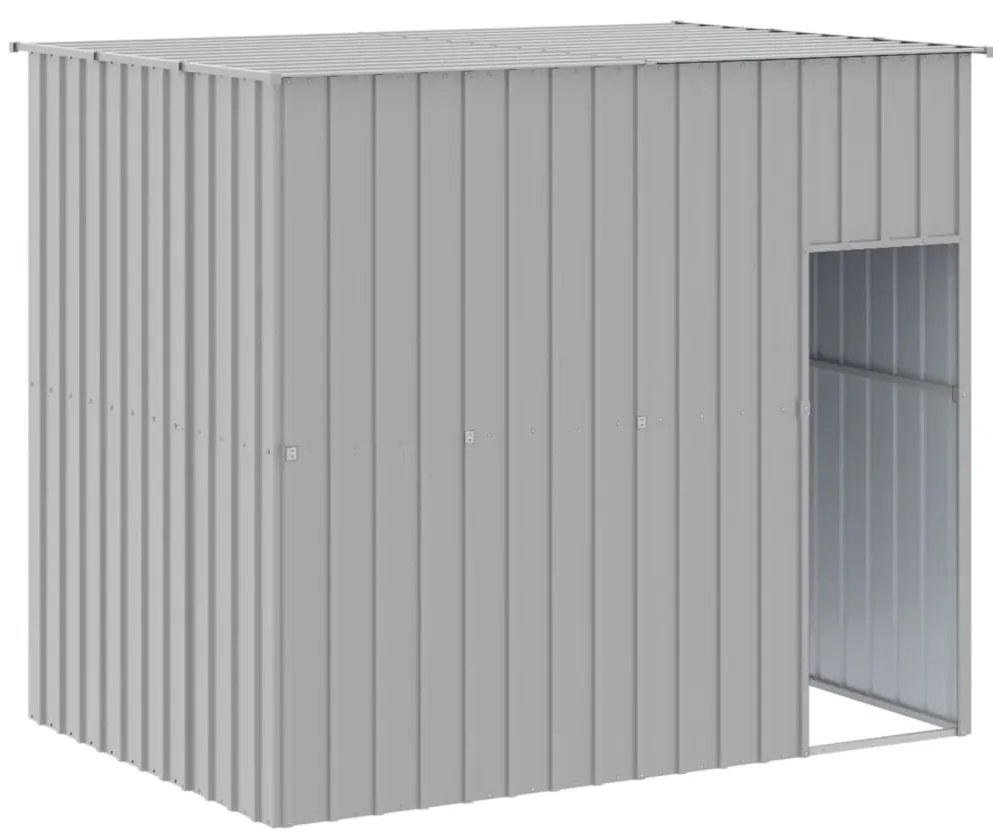 vidaXL Σπιτάκι Σκύλου με Αυλή Αν. Γκρι 214x1273x181εκ. Γαλβαν. Χάλυβας
