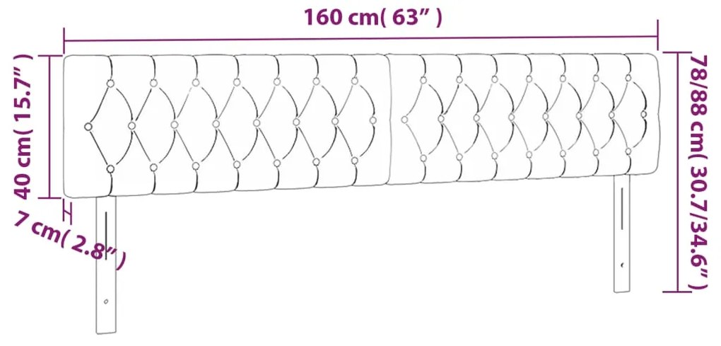 vidaXL Κεφαλάρι Κρεβατιού LED Μπλε 160x7x78/88 εκ. Υφασμάτινο