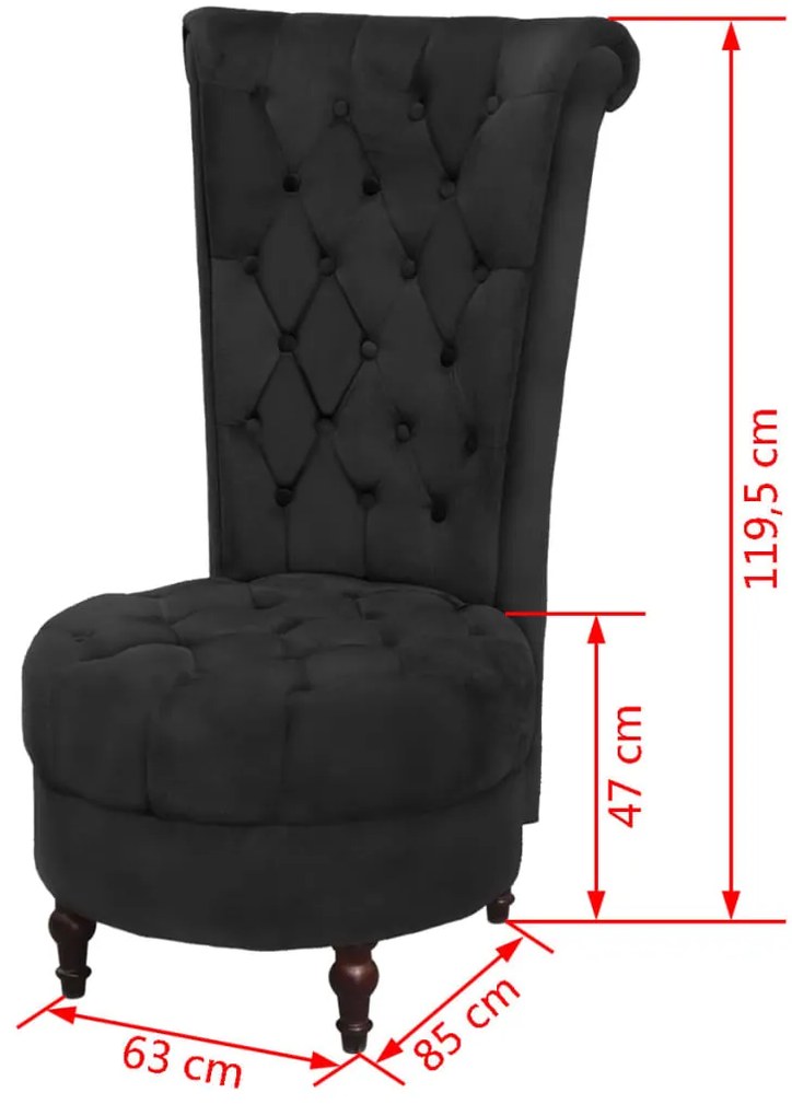 vidaXL Πολυθρόνα με Ψηλή Πλάτη Μαύρη Υφασμάτινη