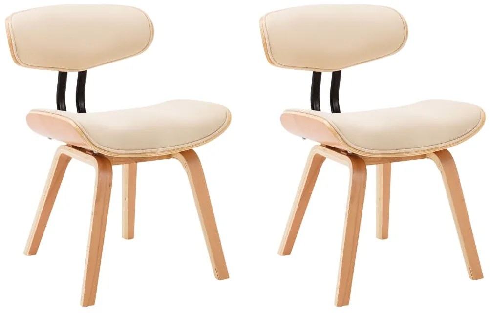 vidaXL Καρέκλες Τραπεζαρίας 2 τεμ. Κρεμ Λυγισμένο Ξύλο/Συνθετικό Δέρμα