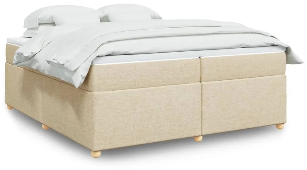 vidaXL Κρεβάτι Boxspring με Στρώμα Κρεμ 200x200 εκ. Υφασμάτινο