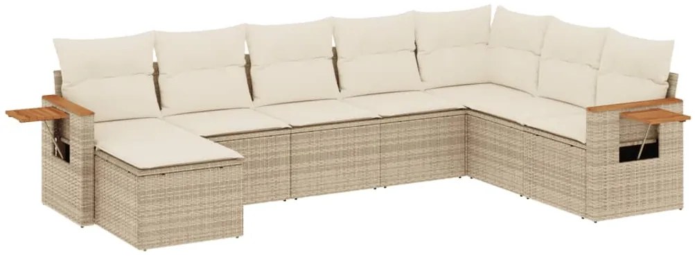 vidaXL Σαλόνι Κήπου Σετ 8 τεμ. Μπεζ Συνθετικό Ρατάν με Μαξιλάρια