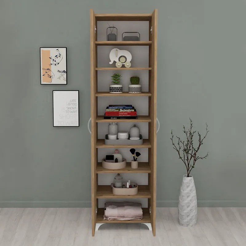 Ντουλάπα - Παπουτσοθήκη Lilly Megapap χρώμα pine oak 49x32x178εκ.