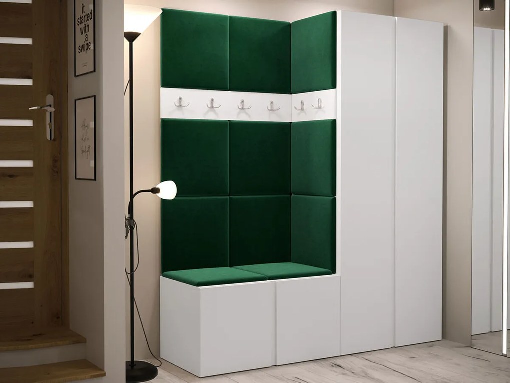 Σετ διαδρόμου Hartford 266, 186x158x46cm, 77 kg, Άσπρο, Πλαστικοποιημένη μοριοσανίδα, Ταπισερί, Εντοιχισμένη, Τοίχου | Epipla1.gr