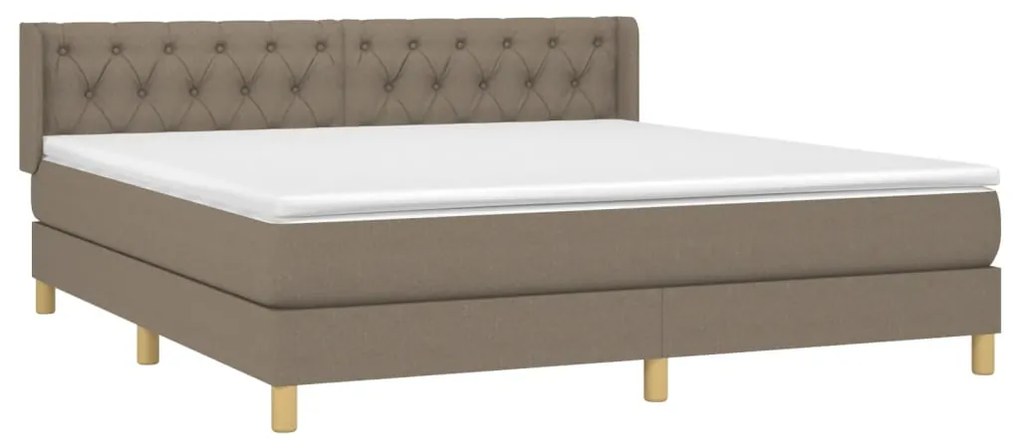 Κρεβάτι Boxspring με Στρώμα Taupe 160x200 εκ. Υφασμάτινο - Μπεζ-Γκρι