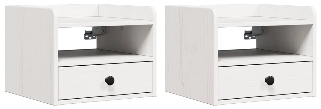 vidaXL Κομοδίνο 2 pcs Λευκό 38 x 36 x 29.5 εκ Μασίφ ξύλο πεύκου