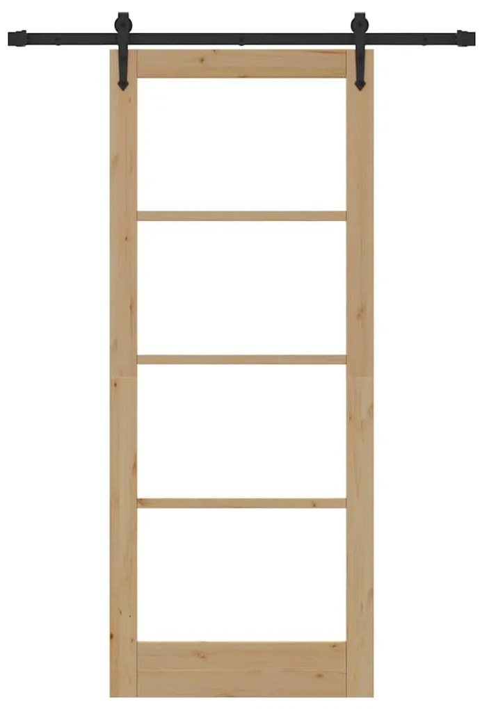 vidaXL Συρόμενη Πόρτα Χειροκίνητος Καφέ 86 x 211 cm Ξύλο και μέταλλο
