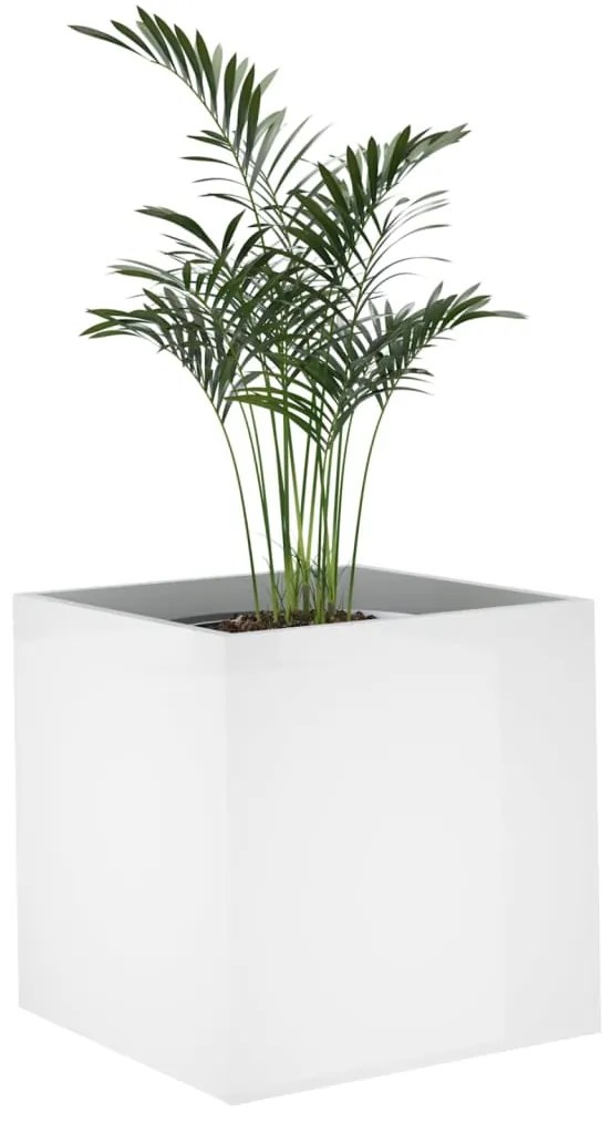 vidaXL Ζαρντινιέρα Γυαλιστερή Λευκή 40x40x40 εκ. Επεξεργασμένο Ξύλο