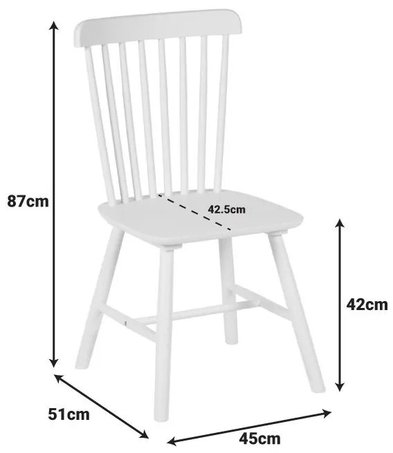 Καρέκλα Melia rubberwood σε λευκή απόχρωση 45x51x87εκ 4αδα 45x51x87 εκ.