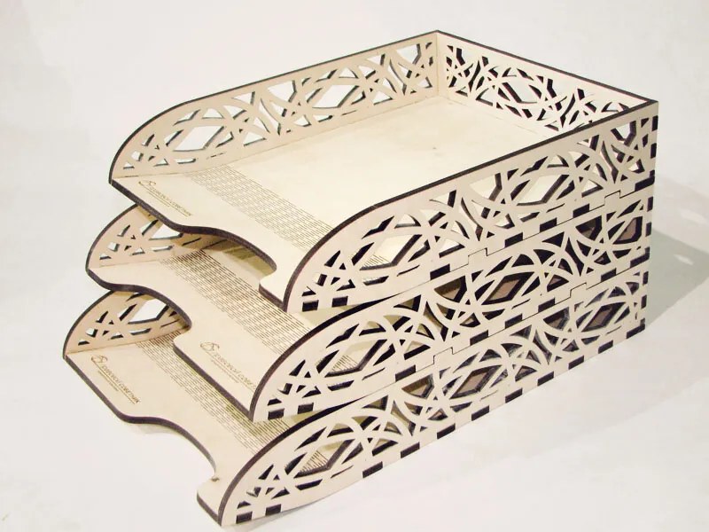 Intra απο ξύλο plywood 3mm-4mm πάχος - Δίσκος γραφείου Organizer Letter Office που στοιβάζεται Δίασταση 30x30 cm Intraeaxys-078y9m5o