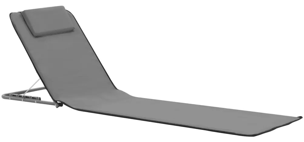 vidaXL Στρώματα - Ξαπλώστρες Πτυσσόμενα 2 τεμ. Γκρι από Ατσάλι/Ύφασμα