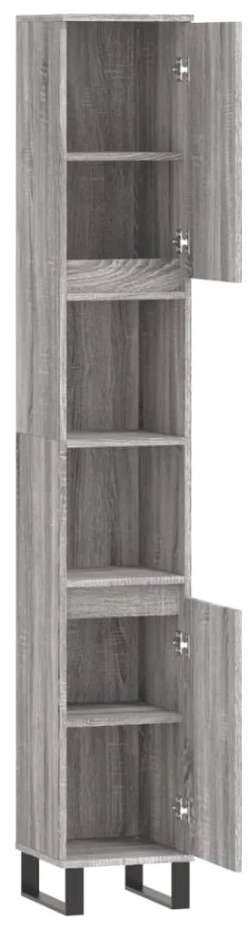 vidaXL Ντουλάπι Μπάνιου Γκρι Sonoma 30x30x190 εκ. Επεξεργασμένο Ξύλο