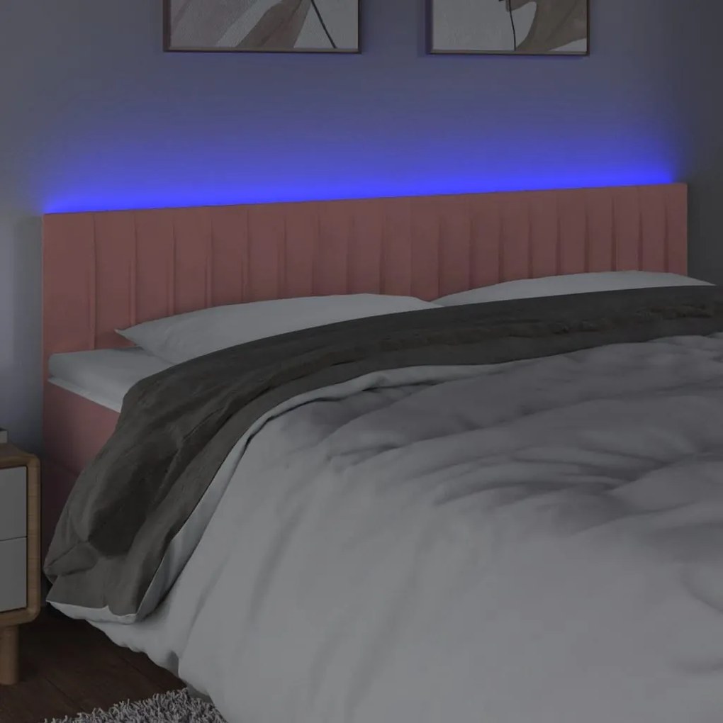 Κεφαλάρι Κρεβατιού LED Ροζ 160x5x78/88 εκ. Βελούδινο 3121909