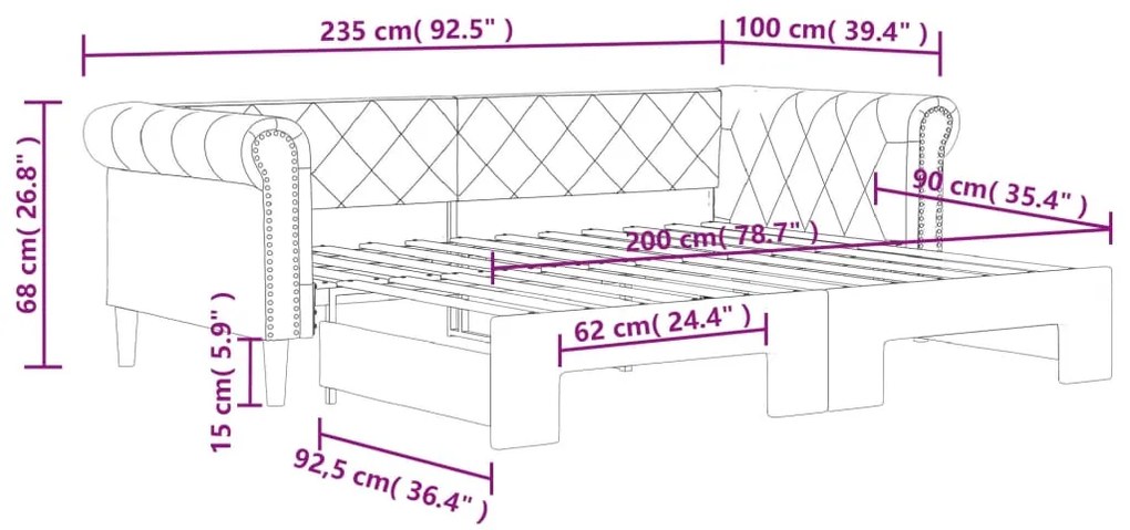 Καναπές Κρεβάτι Συρόμενος Καπουτσίνο 90x200 εκ. Συνθετικό Δέρμα - Καφέ