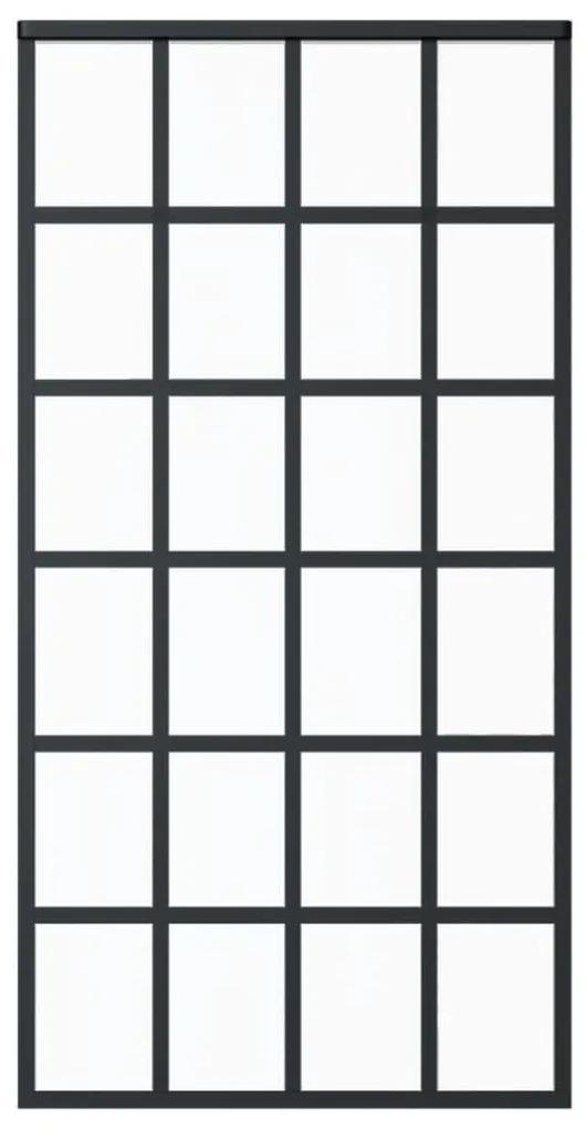 Πόρτα Συρόμενη Μαύρη 102 x 205 εκ. από Γυαλί ESG / Αλουμίνιο - Μαύρο