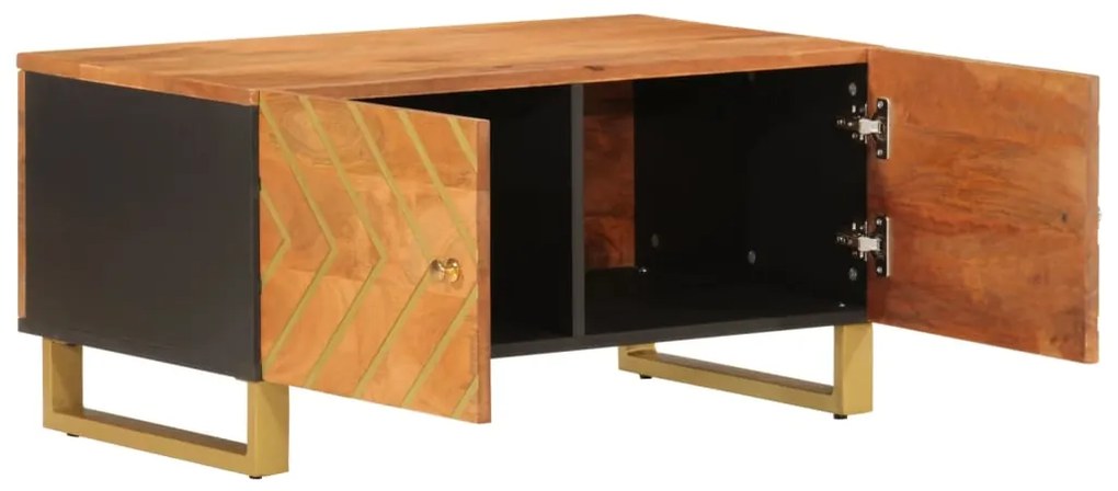 vidaXL Τραπεζάκι Σαλονιού Καφέ/Μαύρο 80x50x40εκ. από Μασίφ Ξύλο Μάνγκο