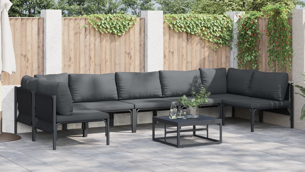 vidaXL Σετ Καναπέ Κήπου 7 pcs Ανθρακί Ατσάλι