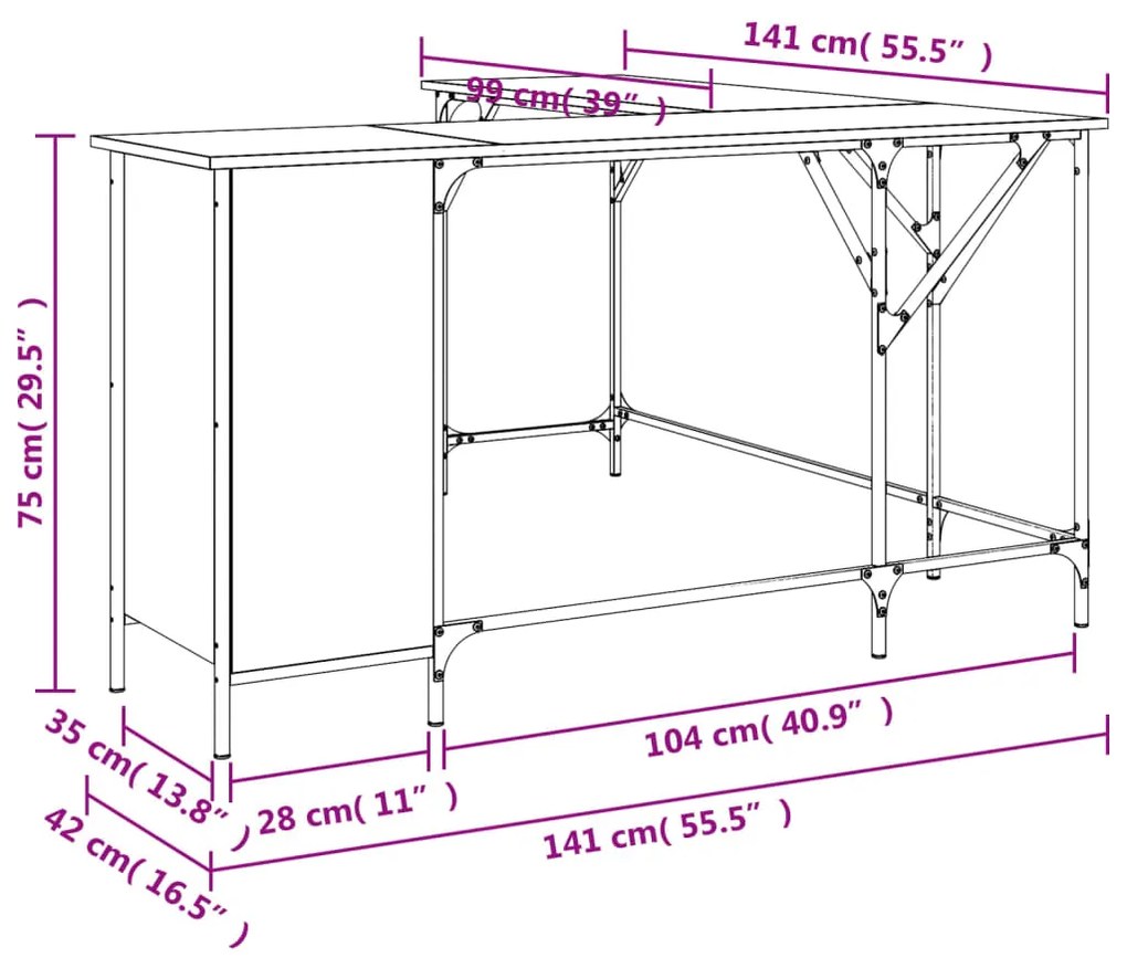 ΓΡΑΦΕΙΟ SONOMA ΔΡΥΣ 141 X 141 X 75 ΕΚ. ΑΠΟ ΕΠΕΞΕΡΓΑΣΜΕΝΟ ΞΥΛΟ 837598