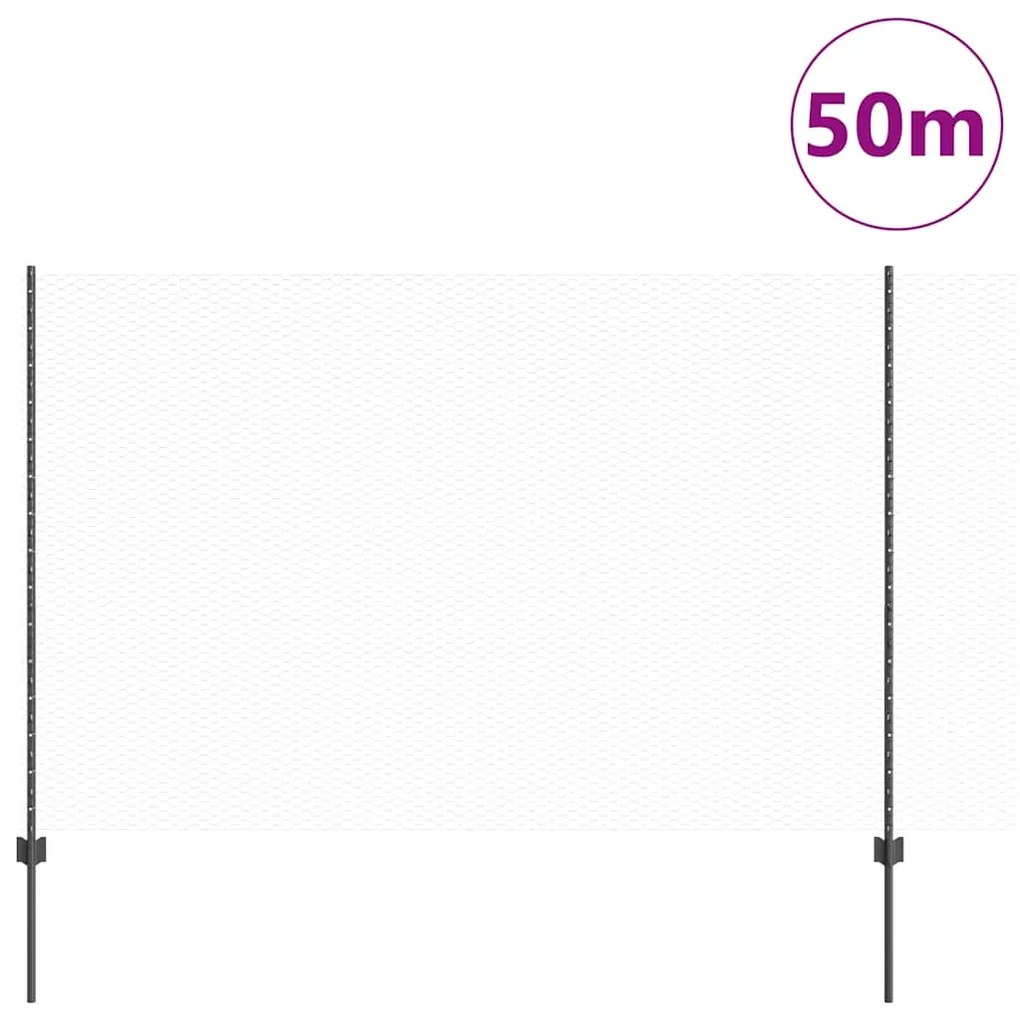 vidaXL Φράχτης με Στήλες. Γκρι 1.6 x 50 m Ατσάλι