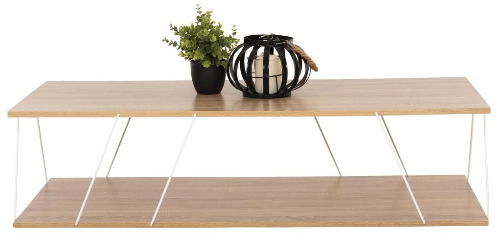 Τραπεζάκι σαλονιού TARS C8927.14 Sonoma με Λευκές Μεταλλικές Βέργες 120x50x30Υεκ. 120x50x30 εκ.